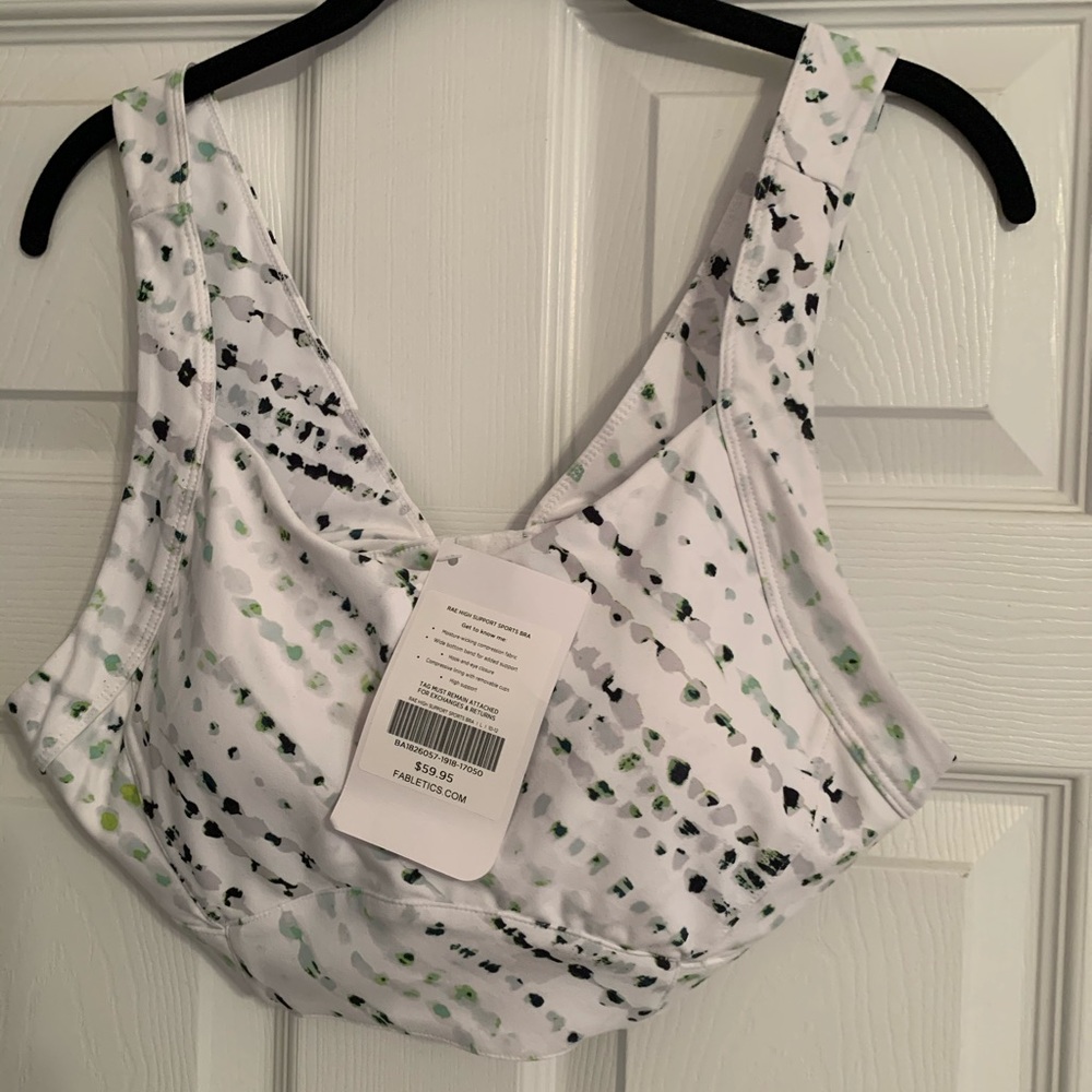 Fabletics multi green and white sports  top